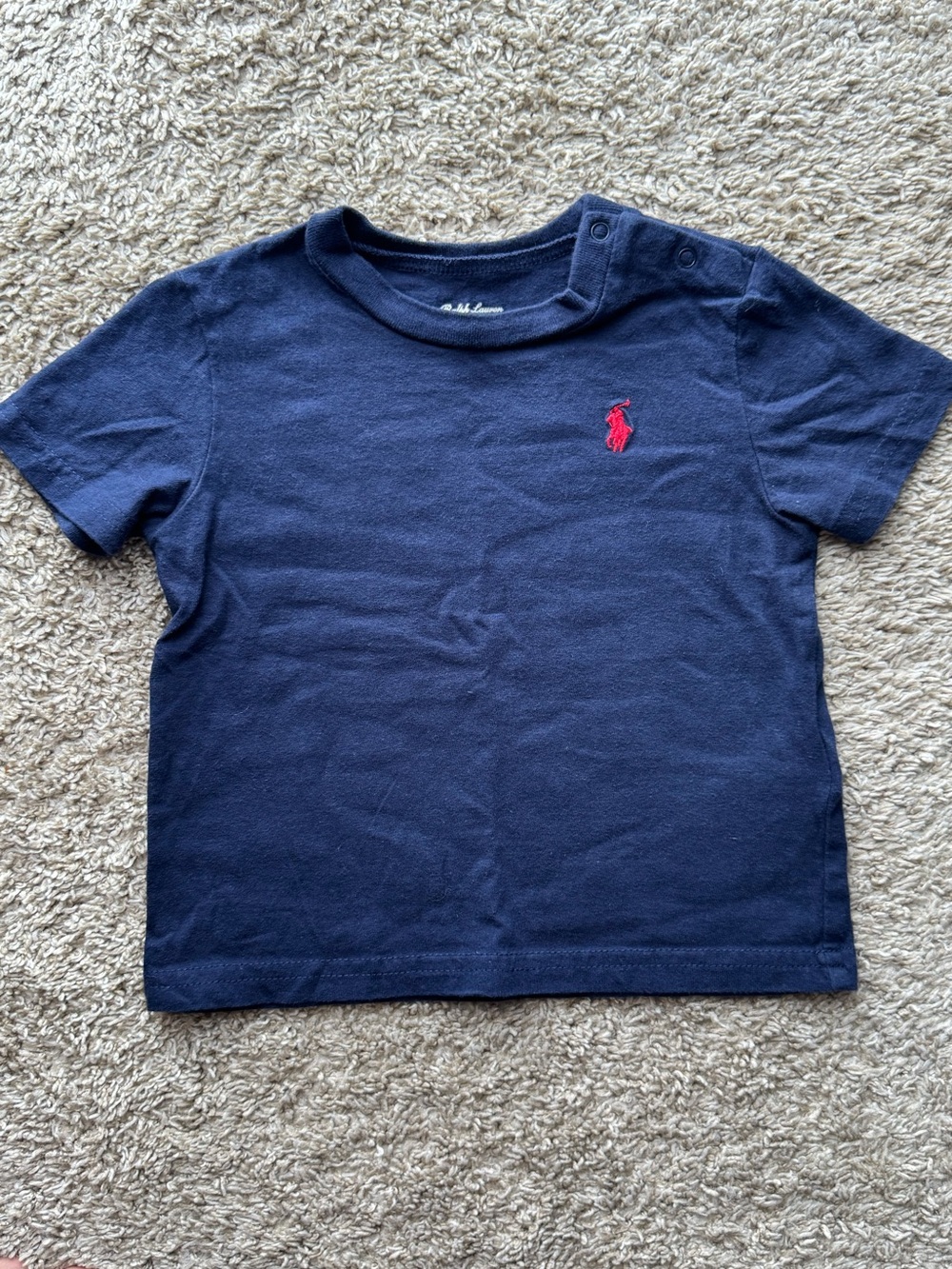 Polo Ralph Lauren Baby Navy Short Sleeve T-Shirt Red Pony Logo 9 Months